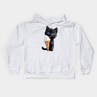 Cute Kitten's Ice Cream Delight Kids Hoodie